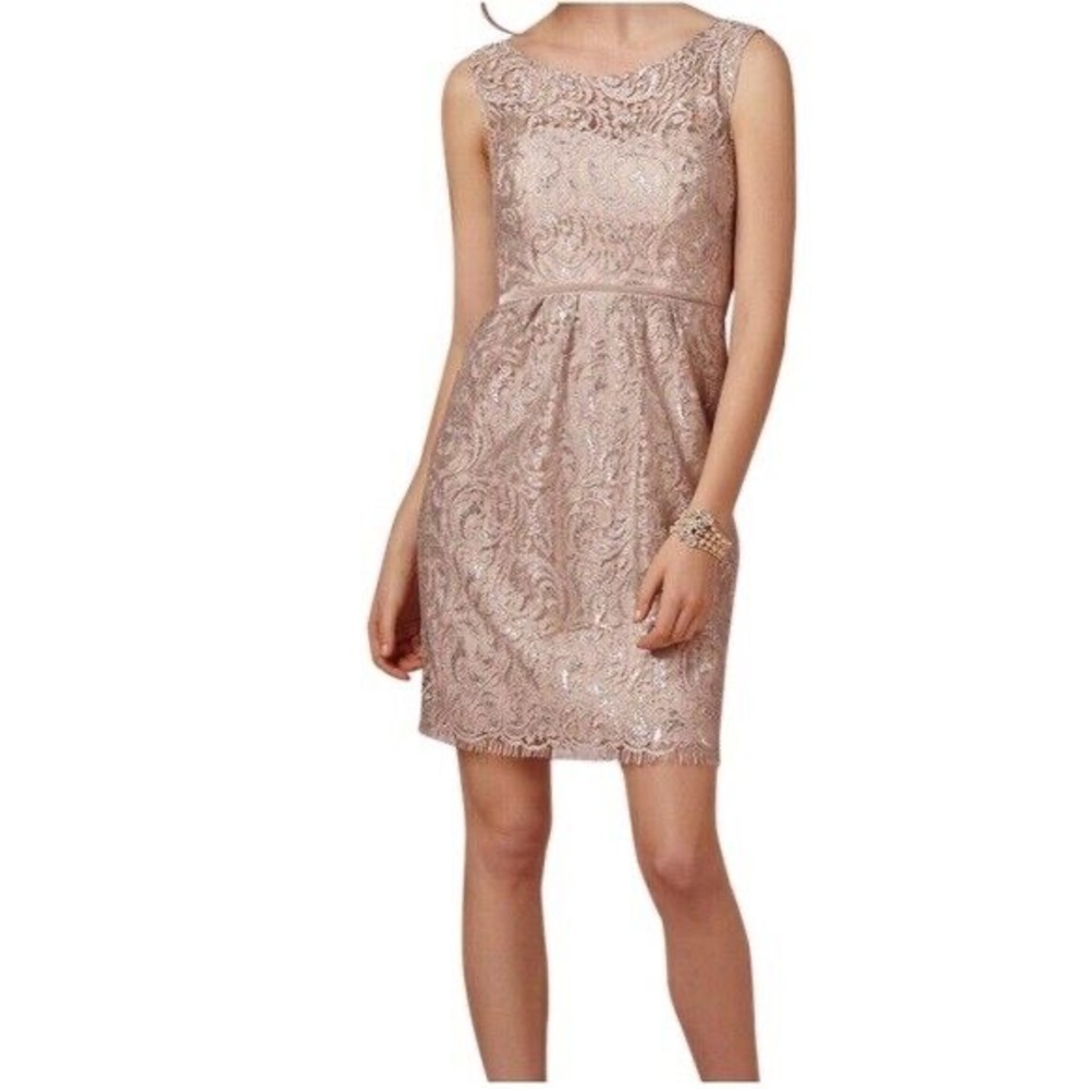 Jenny Yoo Bdhln Collection Sandstone Lace Cocktail Dress Size 8